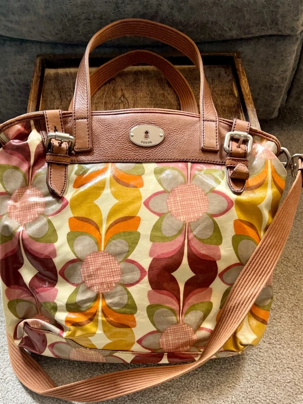 Fossil Key-Per Vintage Floral Multicolor Shoulder Bag - Picture 1 of 3
